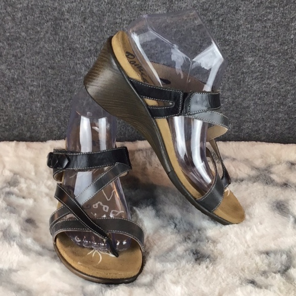 Romika Women's Black Leather‎ Comfort Strappy Sandals Sz 41